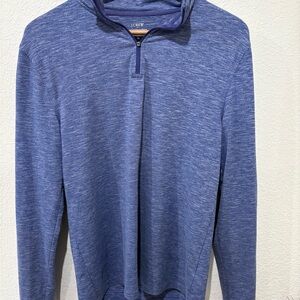 Men’s J Crew Performance Pullover Quarter Zip Heather Blue Small Athleisure Wear